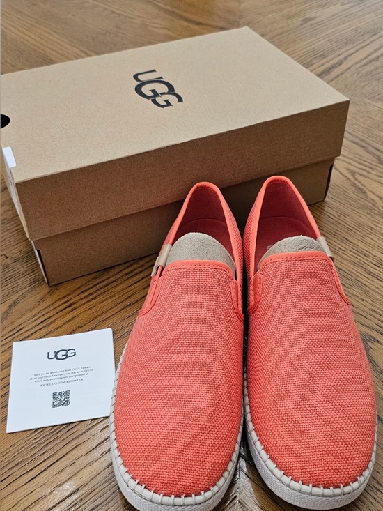 UGG Shoes - UGG Lucian Slip On Coral Canvas Slip-On Espadrille with Cream Trim